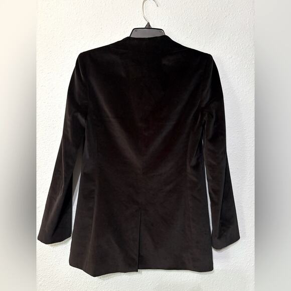 Madewell Black Velvet Single Button Collarless Blazer 0 - Picture 5 of 6